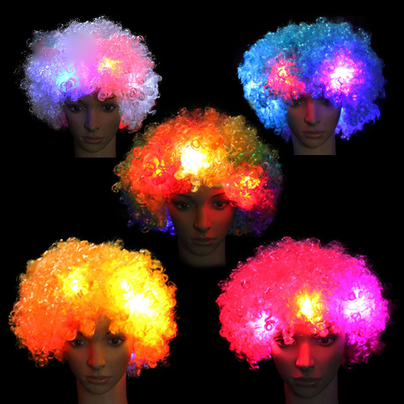 Led flash headgear Rave Toy Luminous fan hat cap explosive head party wig christmas halloween clown funny funny supplies