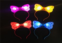 LED Flash Light Emitting Bow Hairpin Headbands for Concert Bar Christmas Party Dance Decorations Props for Girls Women VT01066866405