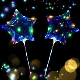 LED Knipperende Bobo Bal Hart Star Vorm Lichtgevende Ballon Met 3M String Lights 70cm Pole Ballon Xmas Bruiloft Decoratie Kinderen Speelgoed 08