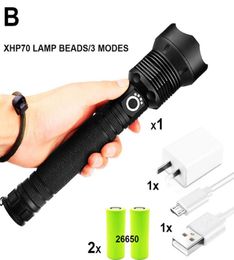 lampe de poche LED 90000 Lumens 702 lampe de poche la plus puissante 26650 USB Torch 70 LANTERIE 18650 LAMBRE DE LAMPE DE CHAPPE