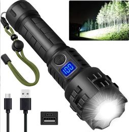 LED -zaklamp 90000 lumen XHP70 meest krachtige draagbare jagende zaklampen met 26650 batterij oplaadbare fakkel camping lantaarnlichten lange shot lamp