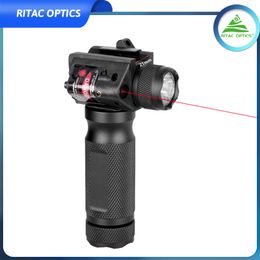 Linterna LED, luz táctica para pistola, agarre Vertical desmontable rápido con láser rojo integrado, luz de caza de aluminio