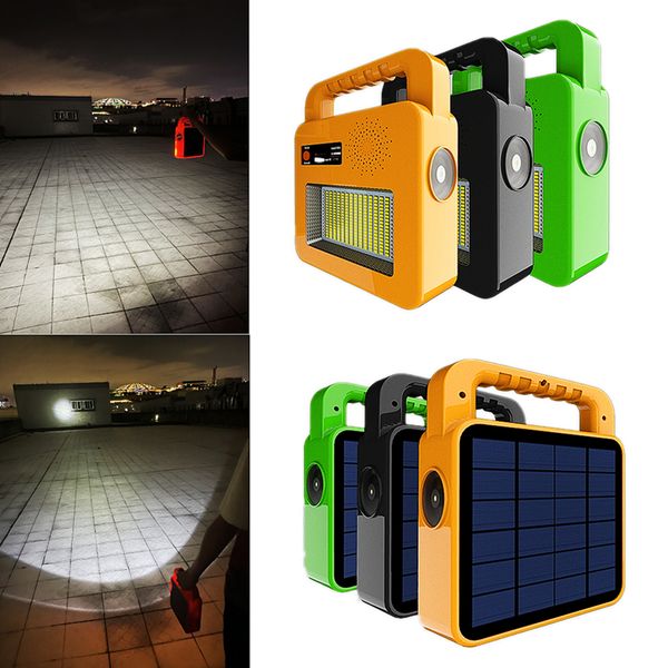 Linterna LED con altavoz, reflector portátil 240LED, 5 modos de iluminación, energía solar con carga USB, luz de batería de gran capacidad para acampar, caminar 6000K