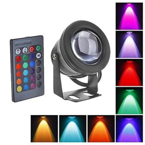 Luz de inundación LED con control remoto DC o AC 12V Negro 10 W Luz LED RGB para exteriores a prueba de agua Venta caliente