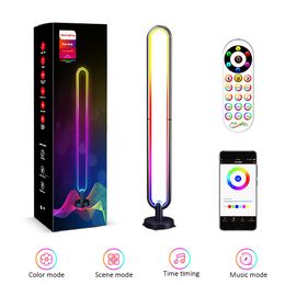 Led Floor Lamp U -vormig, 41 inch 20W 120led Bluetooth Smart App, voor slaapkamer woonkamer hoek, RGB met externe, 16 miljoen kleuren muzieksynchronisatie, kerstfeest