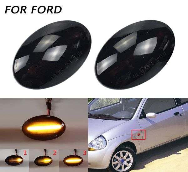 Indicador lateral de señal de giro dinámico de agua corriente LED intermitente para Ford Fiesta MK3 MK4 KA Mondeo Transit Tourneo8169431