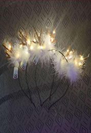 LED Fluffy Feather Antlers Bandband Christmas Light Up Light Up Flashing Eer Orees Costume Costume Fancy Cosplay Party Party With 6449621