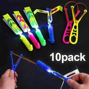 LED Flying Toys 1-10pcs Round Whistle Flying Sword Toys LED Bleu / Flash Rubber Slingshot Catapult Toy Childrens Mini Flying Machine Toy Cadeaux 240410