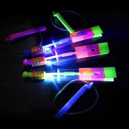 LED Flying Toys 1/3 / 5pcs Amazing Light Toy Toy Rocket Helicopter Party Fun Gift Gift Rubber Band Catapult 240411