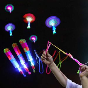 LED Flying Toys Amazing Light Toy Toy Tow Toys LED Light Party Outdoor Fun Gift Glow in the Dark Rocket Helicopter Flying Toy Rubber Band Catapult 240410