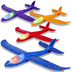 Jouets volants à LED Ijo Light Airplane Toys17.5 Grand avion en mousse à lancer2 modes de vol Planeur en plein air pour enfants cadeau volant garçons Gir Dhwe4