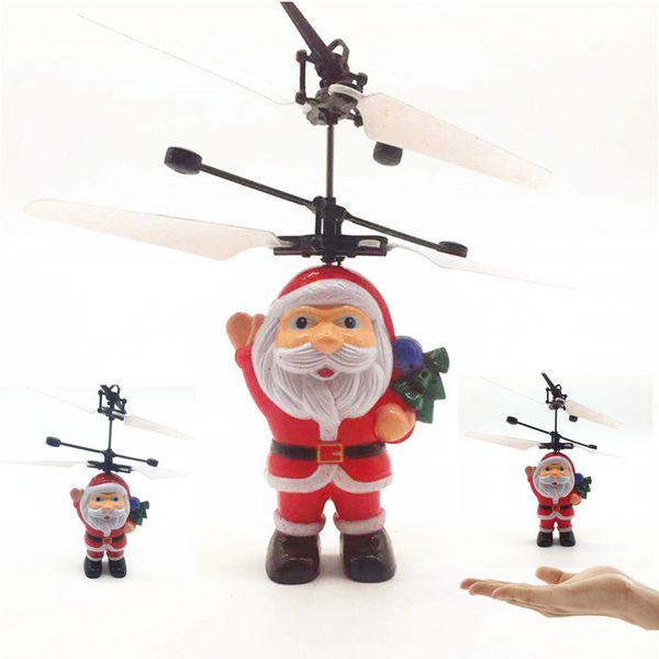 LED Flying Toys Inductivo Mini RC Drone Navidad Santa Claus Inducción Avión Helicóptero para Niños Regalos de Navidad C98