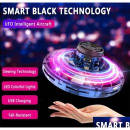 Led Flying Toys Mini Fingertip Gyro Toy Soucoupe Type Drone Hélicoptère Manuel Induction Doigts Pour Adts Et Enfants Drop Delivery Dhmyv