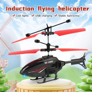 LED Flying Toys Two Channel Remote Control Suspension Helicopter Drop Resistant Induction Aircraft With Charging Light Kids Toy 231021