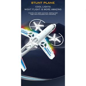 LED Vliegende speelgoed Y55B Stunt RC Four Axis 2 4GZ Remote Controlled Plane for Kids Headless Model Easy Flyer Boys Birthday Cadeau 230818