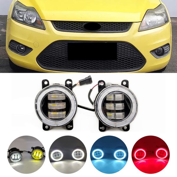 Conjunto de luz antiniebla LED, luz diurna DRL de ojo de Ángel para Ford Focus MK2 MK3 Ranger 2004-2015 para Mustang 2005-2017