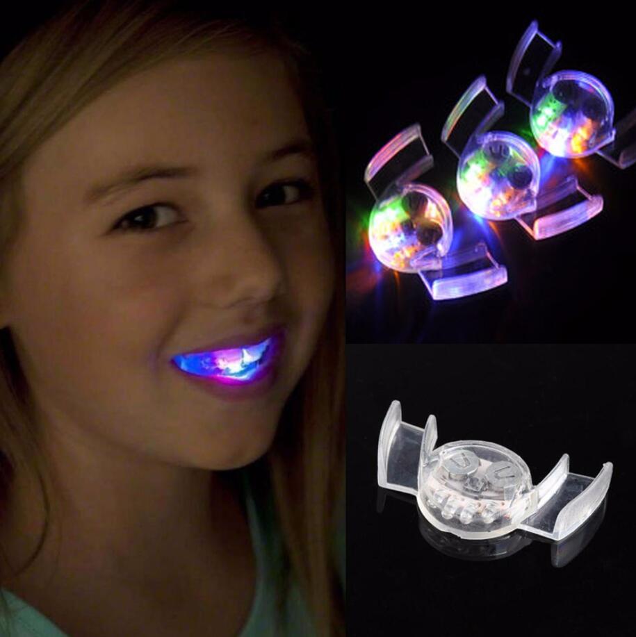 LED Funny And Flashing Tooth Supportive Mouth Guards Glowing Teeth Interesting Tooth Halloween Party Supply of Children's Toys