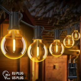 LED G40 Ball String Lights Waterproof Outdoor Garden Garland Terrace Pub Christmas Party Decoration 240514