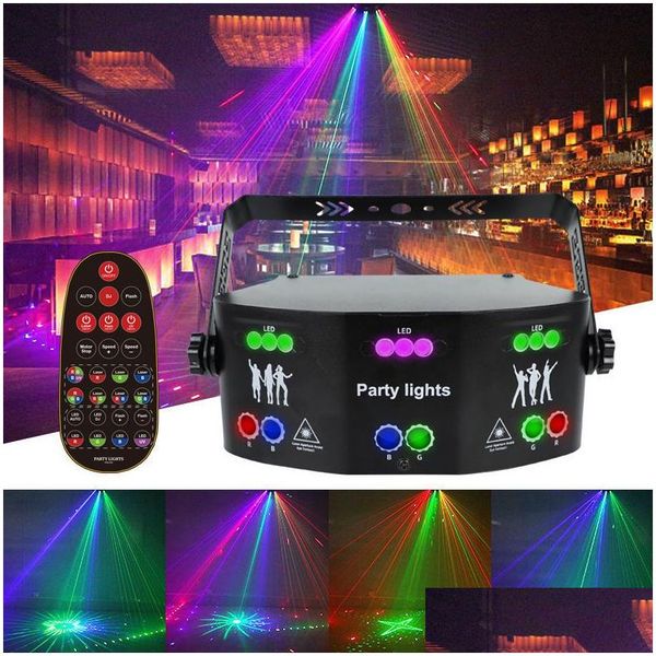 Led Gadget 15 Ojos Iluminación láser Rgb Dmx512 Luces estroboscópicas Luces de escenario Activadas por sonido Dj Luz para fiestas disco Bar Fiesta Cumpleaños Weddi Dhegf