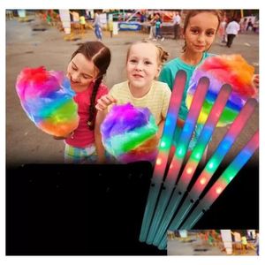 Gadget LED 28x1,75 cm Colorf Light Stick Flash Glow Cotton Candy Clignotant Cône pour les concerts vocaux Soirées DHS Drop Delivery Ele Dhxef