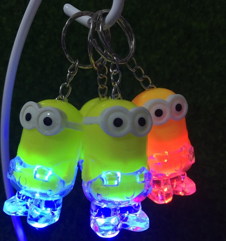 LED Gadget Light Keychain Key Chain Ring Kevin Bob Flashlight Torch Sound Toy Despicable Me Kids Kerstpromotie Gift