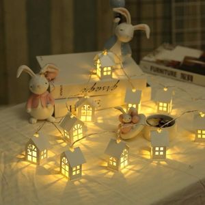 LED Garland Wood House String LED 1.5m 10leds Room Decor String Lamp Bruiloft Vakantie Fairy Lights Novelty Night Light Lamp Y200903