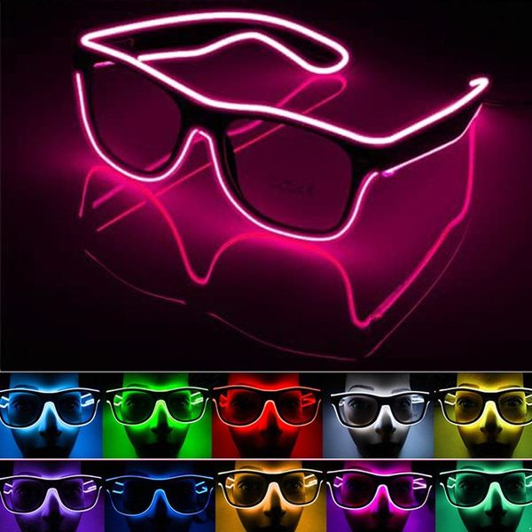 Lunettes LED BULLING FOURNISSEMENTS ÉCLAIRAGE NOUVELLES CADEAU BRIGHT Light Festival Party Glow Sunglasses El Wire Flashing Lunes Nouvelles