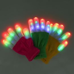 LED -handschoenen 1Pair gloeiende handschoenen Halloween LED -lichte vingerhandschoenen speelgoed voor kinderen Festival Jaar verlichting Decorhandschoenen Party Supplies 230516