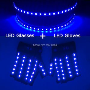 Gants LED 1pcs Lunettes LED 1 paire Gants LED 6 couleurs disponibles Ensemble de produits Glow Dance Party Costume Décoration LED Accessoires laser 230625