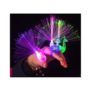 Led-handschoenen Colorf Oplichtend speelgoed Luminantie Glow Flash Lichtgevend Knipperend Pauw Led-vingerlicht voor kinderfeestdecoratie Drop Deliver Dh1Ic