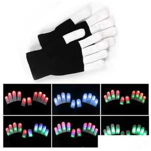 Led-handschoenen Cadeau Led-flitshandschoenen Vijf vingers Licht Ghost Dance Black Bar Stage Performance Colorf Rave Finger Lighting Glow Drop Deli Dh48K