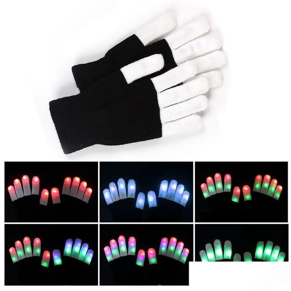 Guantes LED Regalo LED Flash Guantes Cinco dedos Luz Fantasma Danza Black Bar Etapa Rendimiento Colorf Rave Dedo Iluminación Resplandor Gota Deli DHXRH