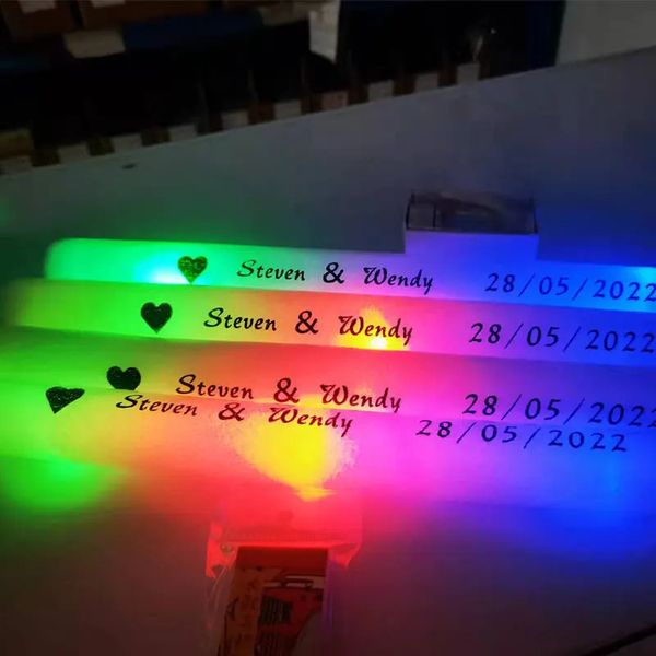 Gants LED bâtons lumineux mousse personnalisé clignotant éclairer bâtons baguettes dans l'obscurité fête de mariage 231207