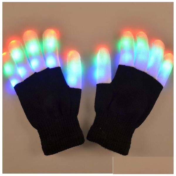 Gants LED Nouveau 7 modes Changement de couleur Clignotant LED Gant pour la fête de concert Halloween Noël Doigt Glowing Drop Livraison Jouets Cadeaux DH73C