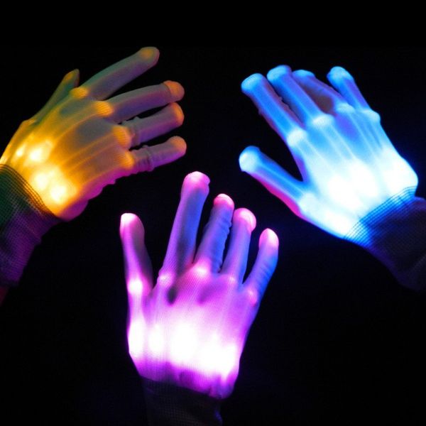 Gants LED Party LED gants pour enfants néons lumières Halloween accessoires gants squelette lumineux costumes de scène fournitures de Noël 230216