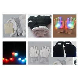 LED -handschoenen verkopen Colorf Veranderende zwarte witte lichte vinger flitsen voor Halloween Christmas KTV Party FedEx Drop Delivery Toys Gifts Dh6ya