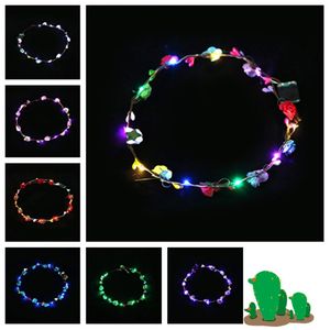 LED Glow Crown Hair Band Light Party Rave Floral Hair Garland Lumineux Couronne De Mariage Décoratif FlowersT2C5176