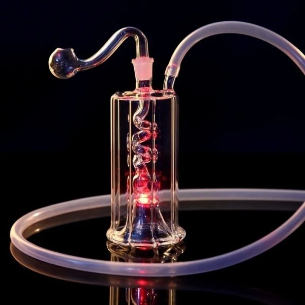 LED Glow Verre Narguilé Fumer Pipe Fumée Shisha Diposable Brûleur À Huile Cendres Bong Percolater Barboteur Cadeaux Tabac Bol Accessoires ZZ