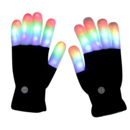 LED Glow Glove Rave Light Gloves Glants Glow 7 Mode Light Up Dinger Tip Lighting Party décor Cadeau de Noël