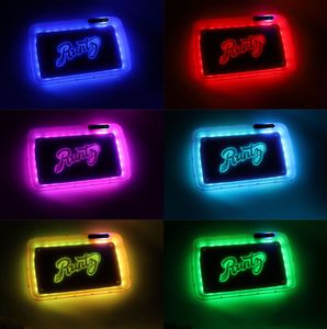 LED Glow Backwoods Rolling Tray Party Mode Accessoires Oplaadbare kleurrijk licht ABS Materiaal Square Herb Tobacco Grinder opbergplaat Packag Paper Box Cadeau