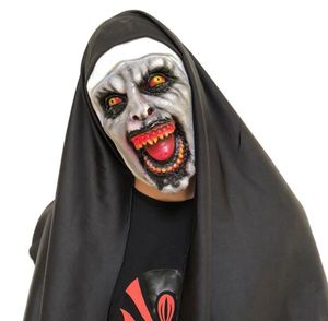 Masque de nonne effrayant à LED, accessoires de Costume de fête d'halloween en Latex, masques complets à lumières rouges, masque de zombie en silicone d'horreur pour enfants et adultes