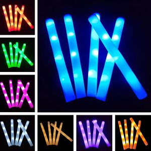 LED Glow Sticks kleurrijke RGB fluorescerende lichtschuim stick cheer buis gloeiend licht voor bruiloft verjaardagsfeestje Supplies Props LT917