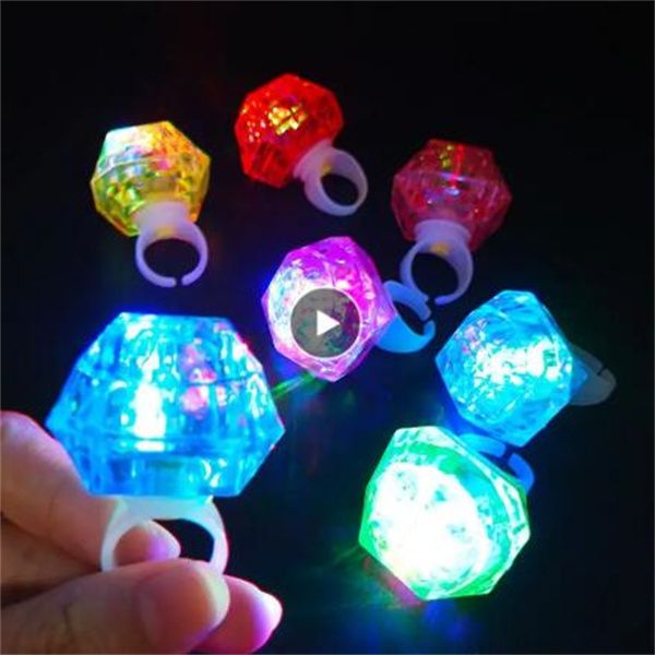 LED Glowing Diamond Ring Creative Neon Flashing Glow Toys Kids Gifts Birthday Birthday Party Festival Favors