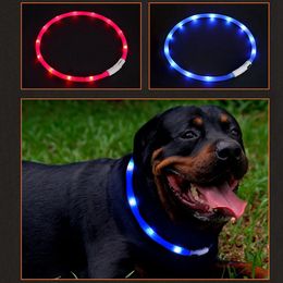 LED Collier de chien brillant USB Charge Pet Dog Collar Night Lumin Luming Dog Colliers RECHARAGE Sécurité nocturne Collier Collier Collier