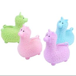 Led brillante juguete para niños iluminado antiestrés Kawaii alpaca juguete para apretar niños goma Yoyo pelota hinchable descompresión juguete regalo de fiesta