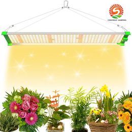 LED Grow Light 120W Full Spectrum 225LED Sun-Like Quantum Hanging square Grow Lights para plantas de interior Siembra Veg y Bloom Alta eficiencia energética