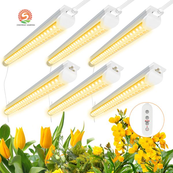 Lampe de culture LED, 3 pieds 30 W 4 pieds 40 W T8, spectre complet, couvercle transparent en forme de V, conception connectable, lumières de plantes pour plantes d'intérieur, éclairage de synchronisation, culture hydroponique, floraison de semis de légumes