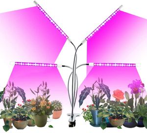 LED élèvent la lumière 80W lumière réglable quatre têtes de synchronisation 80 LED 10 niveaux réglables col de cygne plante poussent des lumières pour les plantes en pot
