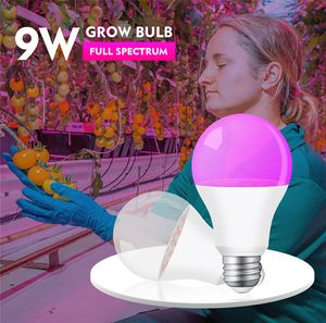 LED Grow Light Bulb Full Spectrum Indoor Growing Lights Plantes 9W E27 18leds Lampe de croissance Serre Semis Flower Grows Tent Lamps