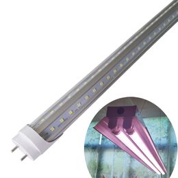 Luz de crecimiento LED, reemplazo de tubo fluorescente alimentado de doble extremo Bi-Pin G13 Base de espectro completo, bombillas de planta en forma de V de 4 pies Luces Plantas de interior crestech888